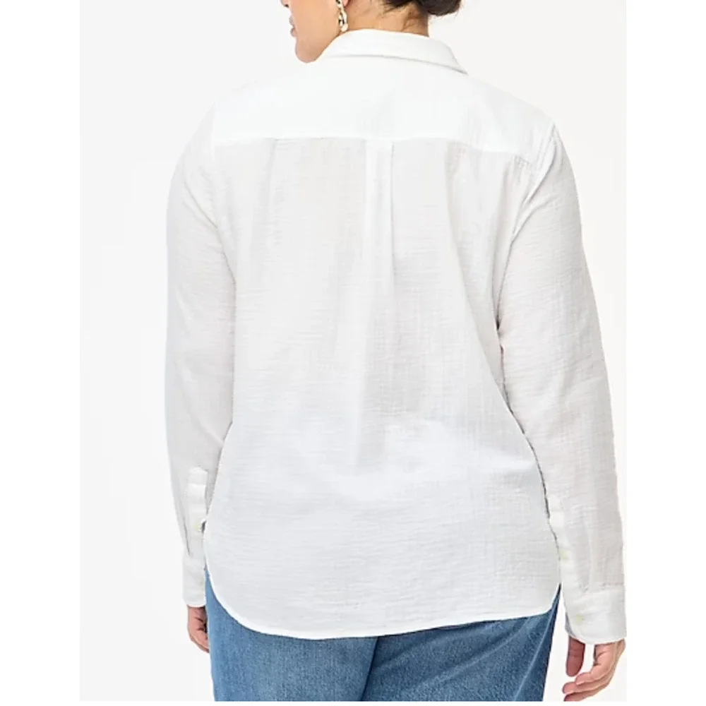 NWT J. Crew Gauze Button Up Shirt XXL 2X White Blouse Button Up BY043 J.Crew